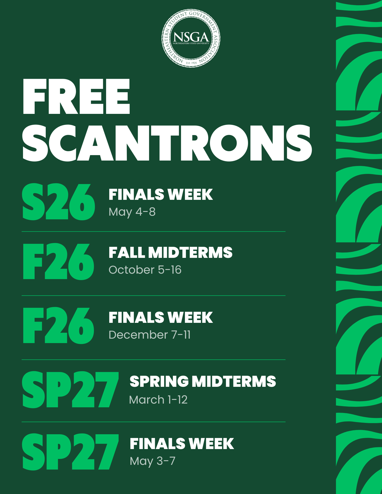 Scantron Dates Scantron Dates