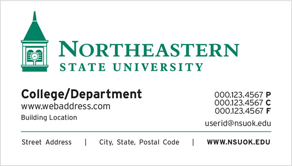 college or department business card
