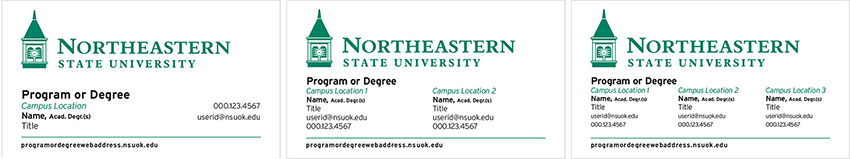 2 and 3 campus option business card