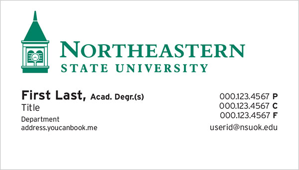standard institutional academic advisor business card