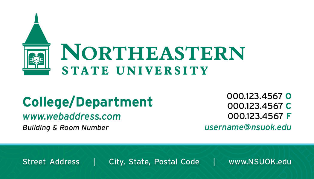 college or department business card