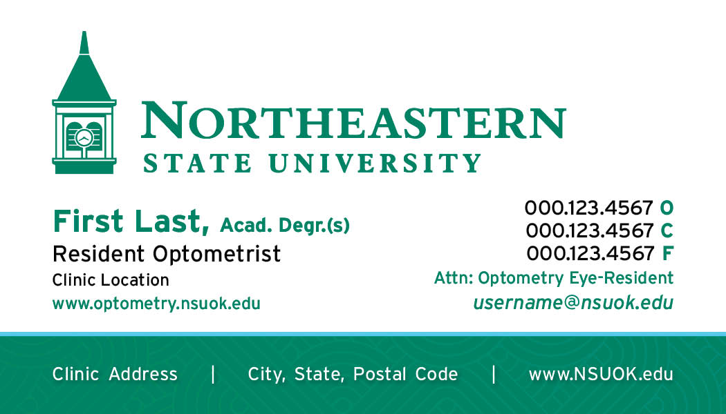 Optometry resident business card