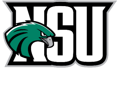 Athletics Logos - Unit Set Ups - Monogram - Head in Front of NSU - Five Color - White RiiverHawk Text